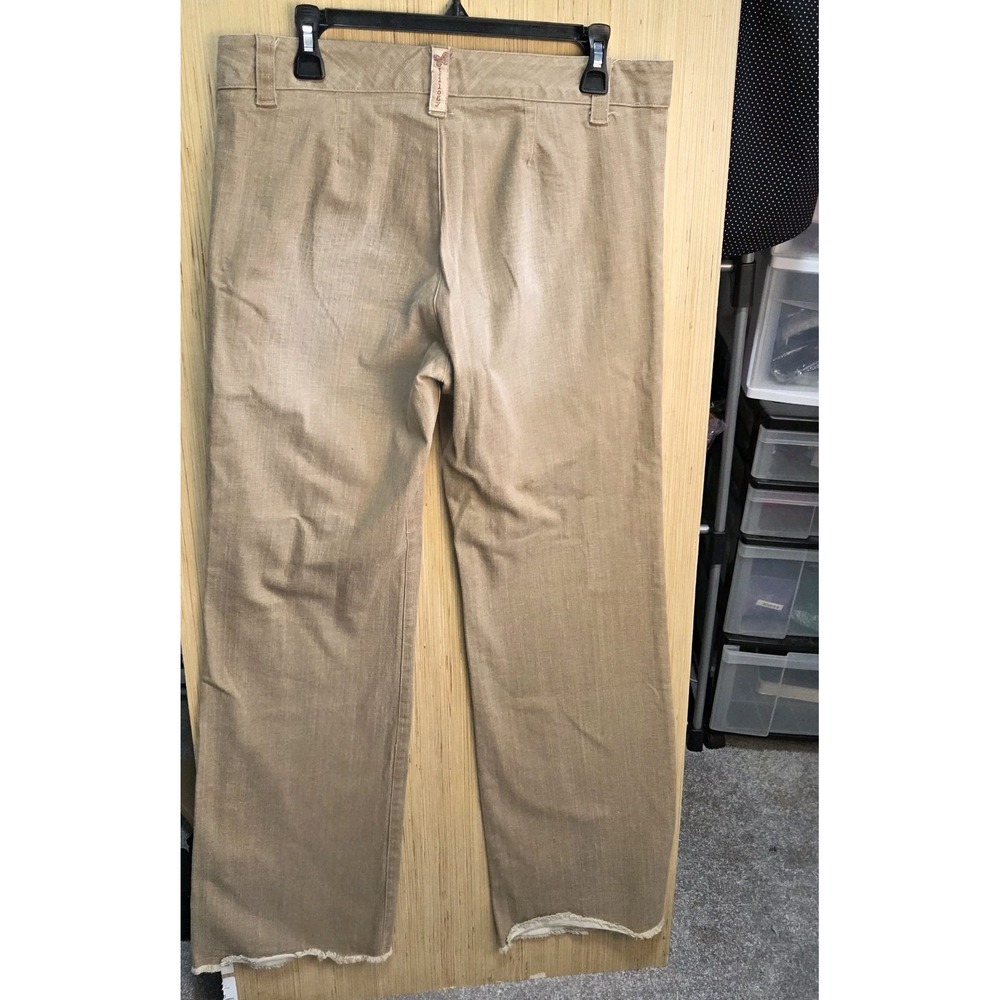 Trilogy Sz 14 Ladies Butterfly Jean Beige Wide Leg Mid-rise Raw Edge‎ Hem - Picture 3 of 6